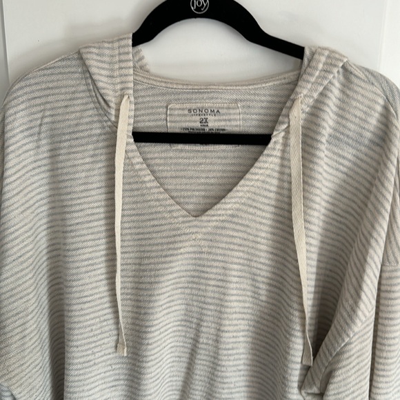 Sonoma life style plus size long sleeve light V Neck hooded sweatshirt Sz 2X - Picture 3 of 8
